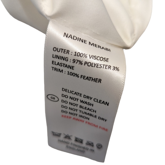 Nadine Merabi Lottie White Beaded Feather Fringe Mini Dress Size S/M/6 - Picture 6 of 16